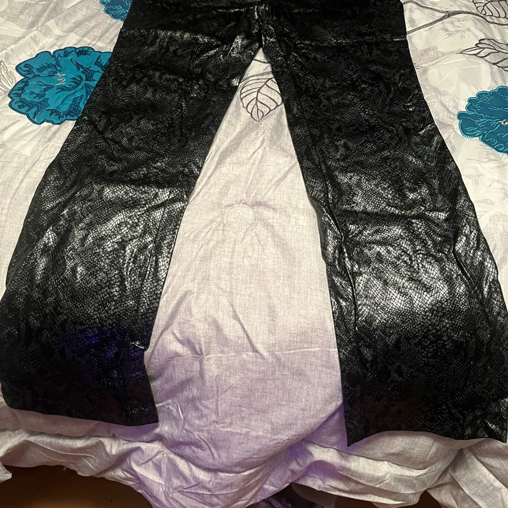 Pleather snakeskin print pants